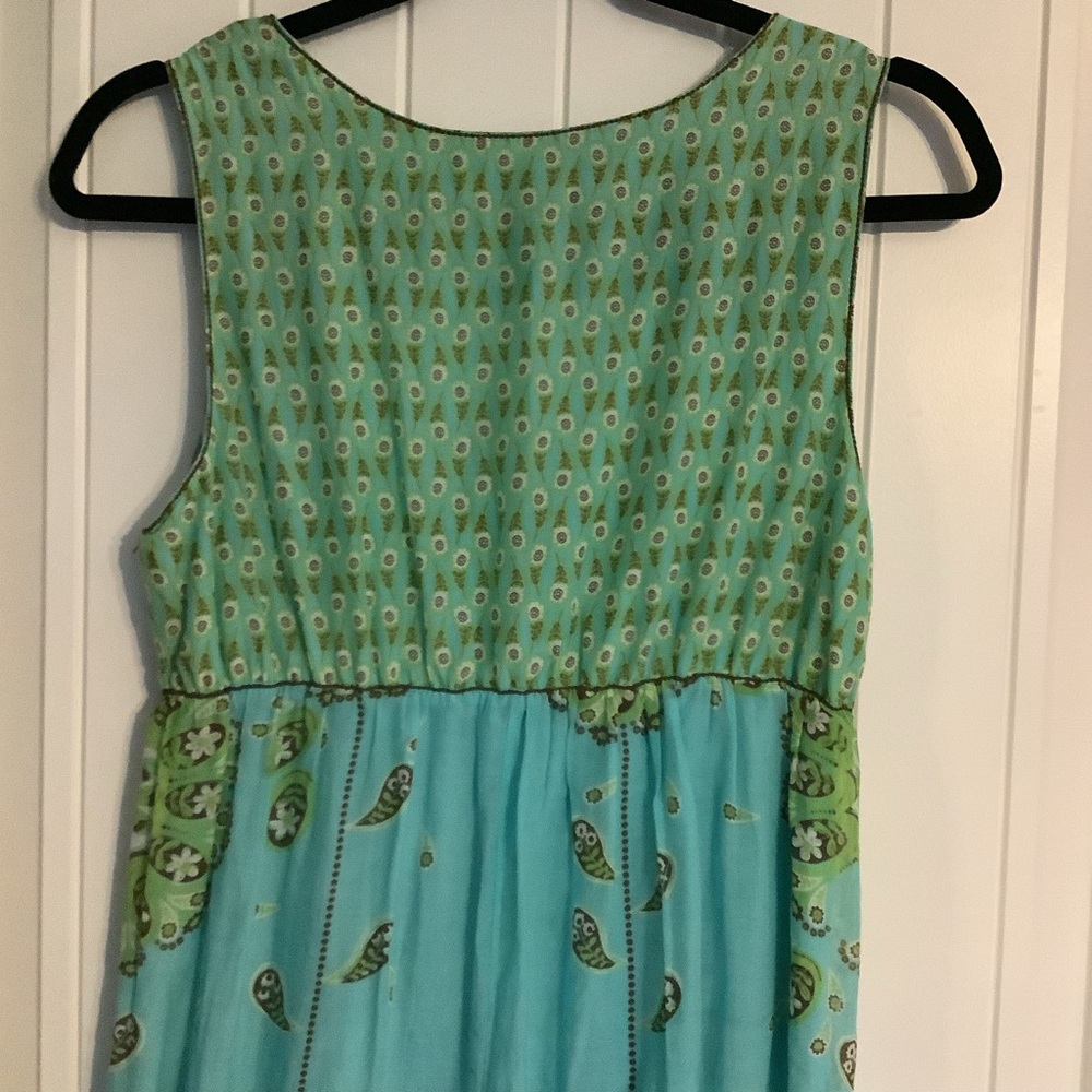 Studio M Aqua and Lime Patterned Mini Dress - Picture 5 of 6